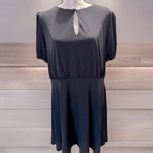 LOFT Black short sleeve keyhole flounce dress / Size 14